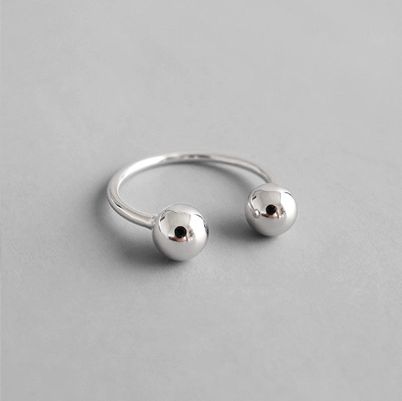 Two Beads Ball Adjustable Ring