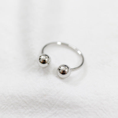 Two Beads Ball Adjustable Ring