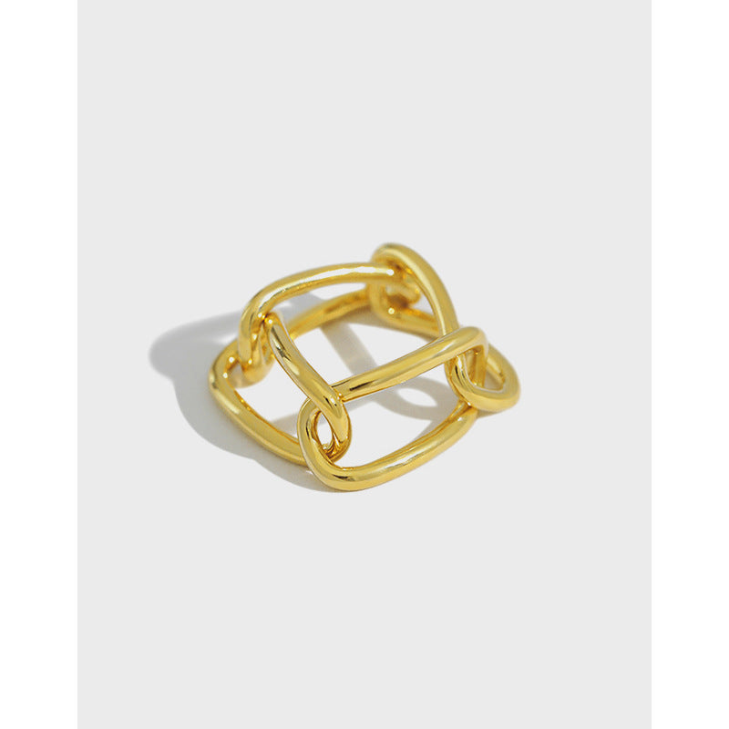 Hollow Chain Silver Ring