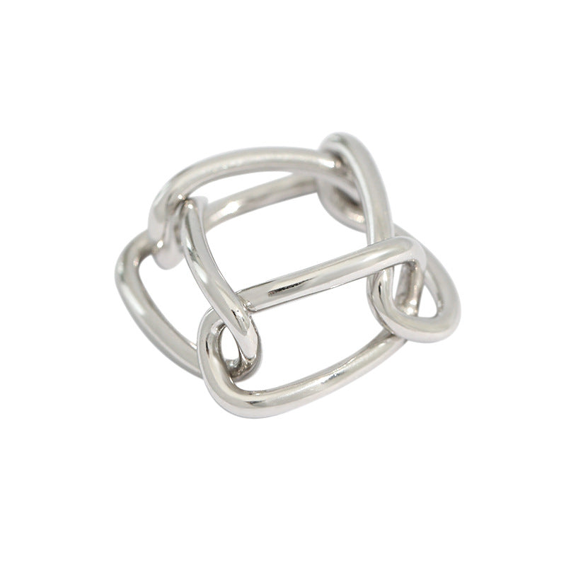 Hollow Chain Silver Ring