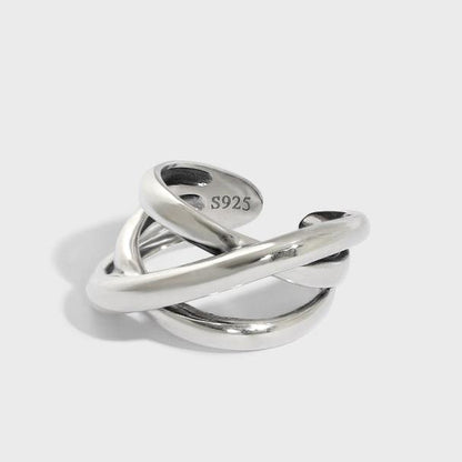 Triple Lines Cross Adjustable Ring