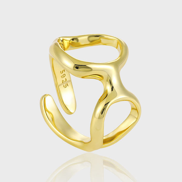 Double Hollow Circles Adjustable Ring