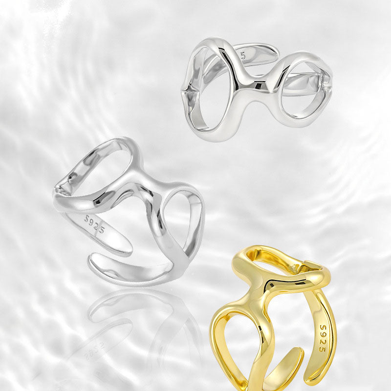 Double Hollow Circles Adjustable Ring